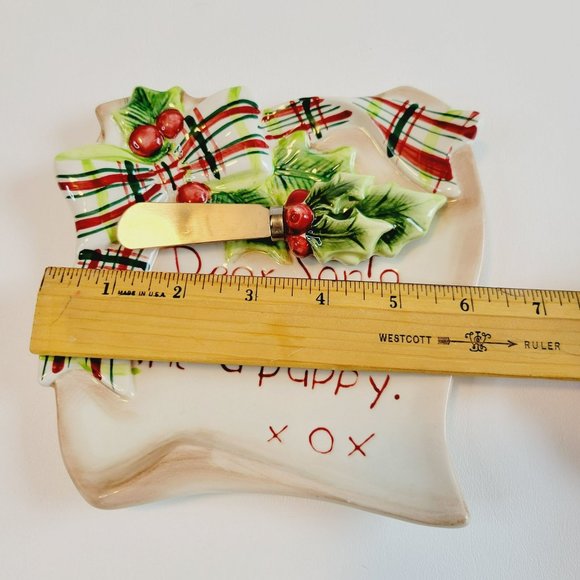 Fitz & Floyd Dear Santa Snack Plate & Spreader, 2009 Christmas Bring Me A Puppy - Picture 11 of 13